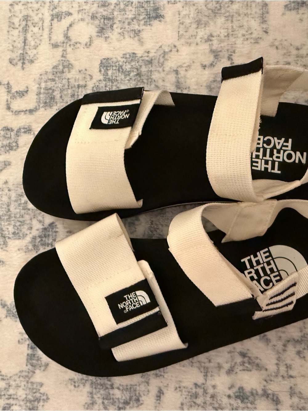 The North Face Kids Black Footbed Cream Strap Adjustable Sandals